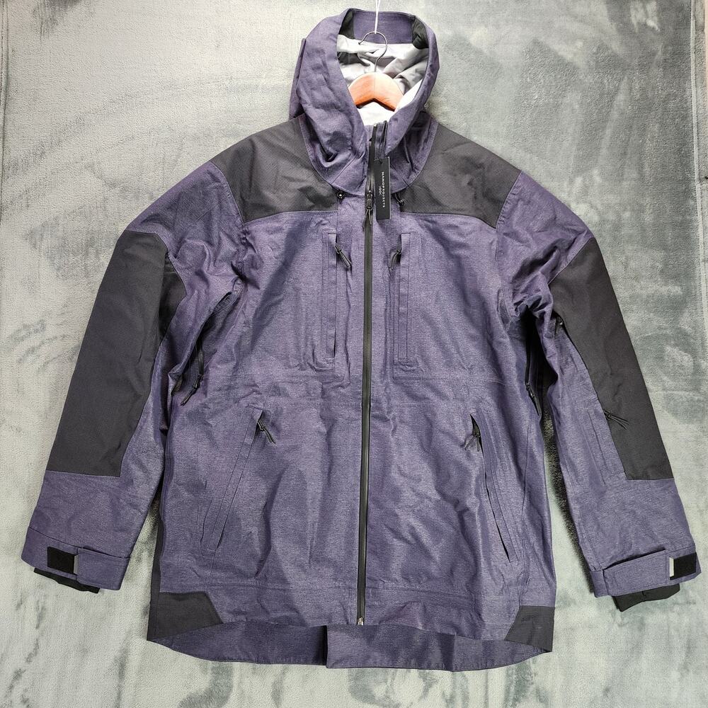 RHONE NANOPROJECT Mens Size XL Hooded Windbreaker Shell Jacket Black Purple NEW